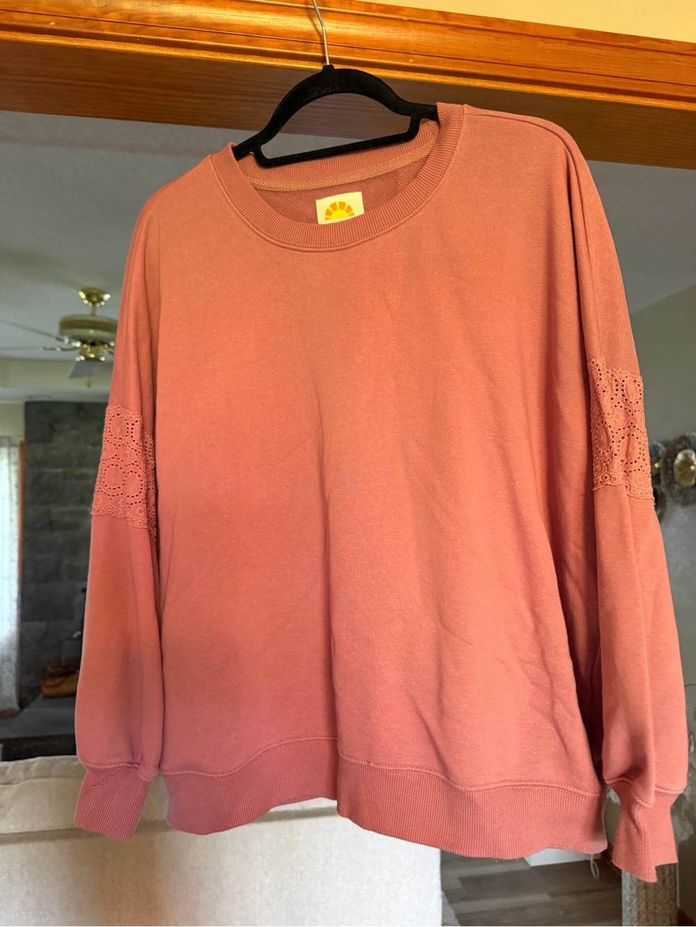 Pinky coral Long Sleeve Pullover Sweatshirt